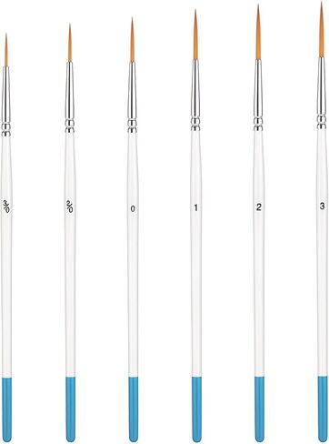 Fine Tip Paint Brush, 6 Pcs Highly Flexible Paint Brushes Extra Long Fine Point Liner Tip Fines Detail Paintbrushes for Model, Fingure, Watercolor, Acrylic, and Miniature Painting in Saudi Arabia