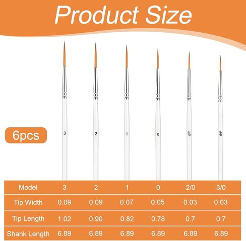 Fine Tip Paint Brush, 6 Pcs Highly Flexible Paint Brushes Extra Long Fine Point Liner Tip Fines Detail Paintbrushes for Model, Fingure, Watercolor, Acrylic, and Miniature Painting in Saudi Arabia