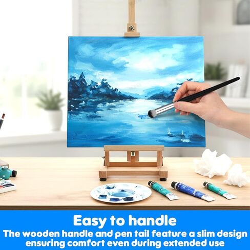 9 PCS Oval Blending Brush for Acrylic Painting,Mop Brush for Acrylic Painting with Short Wooden Handle Bulk Mop Brushes Watercolor Oil Paint Brushes for Watercolor Gouache Face Oil Paintings 0.6 Inch in Saudi Arabia