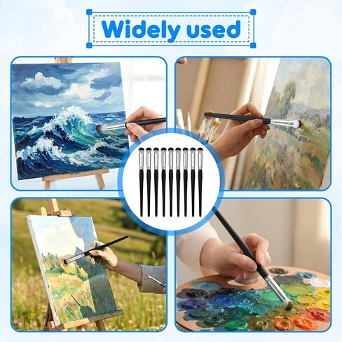 9 PCS Oval Blending Brush for Acrylic Painting,Mop Brush for Acrylic Painting with Short Wooden Handle Bulk Mop Brushes Watercolor Oil Paint Brushes for Watercolor Gouache Face Oil Paintings 0.6 Inch in Saudi Arabia