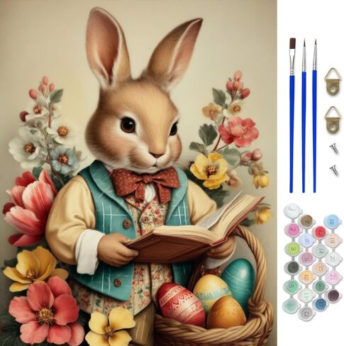 CEOVR Easter Bunny Paint by Numbers Kit for Adults, Rabbit Paint by Number Kits on Canvas for Beginner, Adult Crafts Kits Wall Art Decor for Home Office 16x20In/40×50cm,No Frame in Saudi Arabia