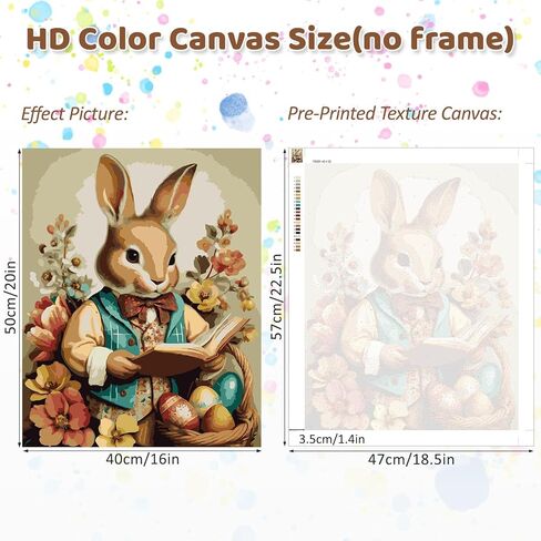 CEOVR Easter Bunny Paint by Numbers Kit for Adults, Rabbit Paint by Number Kits on Canvas for Beginner, Adult Crafts Kits Wall Art Decor for Home Office 16x20In/40×50cm,No Frame in Saudi Arabia