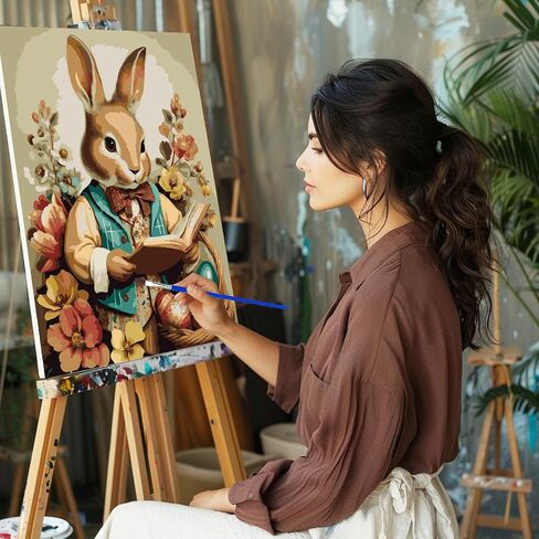 CEOVR Easter Bunny Paint by Numbers Kit for Adults, Rabbit Paint by Number Kits on Canvas for Beginner, Adult Crafts Kits Wall Art Decor for Home Office 16x20In/40×50cm,No Frame in Saudi Arabia