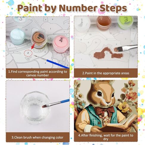 CEOVR Easter Bunny Paint by Numbers Kit for Adults, Rabbit Paint by Number Kits on Canvas for Beginner, Adult Crafts Kits Wall Art Decor for Home Office 16x20In/40×50cm,No Frame in Saudi Arabia