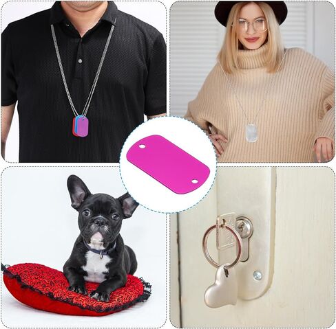 10pcs Metal Stamping Blanks, Rectangle Stamping Tags Blanks Aluminum Plate DIY Name Tags 5x3cm Metal Engraving Blanks for Laser Engraving Stamping Craft Dog ID Tags, Hot Pink in Saudi Arabia