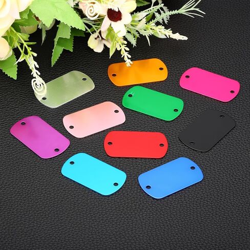 10pcs Metal Stamping Blanks, Rectangle Stamping Tags Blanks Aluminum Plate DIY Name Tags 5x3cm Metal Engraving Blanks for Laser Engraving Stamping Craft Dog ID Tags, Hot Pink in Saudi Arabia