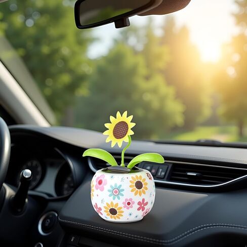 Sunflower Solar Dancing Solar Dancing Flower,Multicolour Powered Swinging Animated Dancer Car Decoration for Car Dashboard Office Desk Dancer in Saudi Arabia