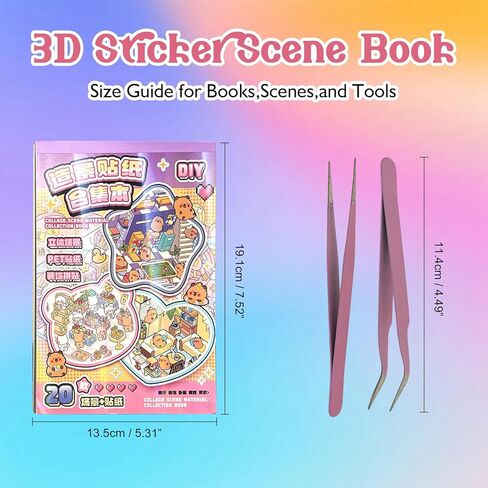 Fieoriia 3D Sticker Book Scene, 20 Sets DIY Miniature World Craft Kit, Art Therapy Activity for Adults, Kids, Family Fun in Saudi Arabia