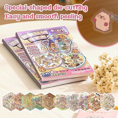 Fieoriia 3D Sticker Book Scene, 20 Sets DIY Miniature World Craft Kit, Art Therapy Activity for Adults, Kids, Family Fun in Saudi Arabia