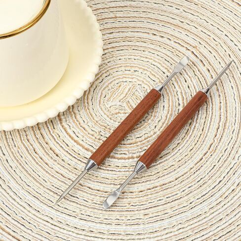 TIESOME 3 Pack Latte Art Pen Set, Double-Ended Stainless Steel Barista Tools with Wood Handle Professional Coffee Drawing Tool for Espresso Designs Home and Cafe Use in Saudi Arabia