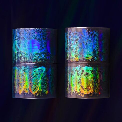 4 Roll Vintage Holographic Glitter Butterfly Astronomy PET Tape Resin Stickers Waterproof Transparent Shiny Tape Stickers for DIY Diary Planner Scrapbooking Art Craft Supplies in Saudi Arabia