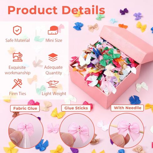 300 قطعة من الأقواس الصغيرة للحرف اليدوية 1 بوصة أقواس صغيرة للحرف اليدوية DIY سكرابوكينغ الخياطة تغليف الهدايا إكسسوارات الشعر زينة حفلة عيد الميلاد in Kuwait