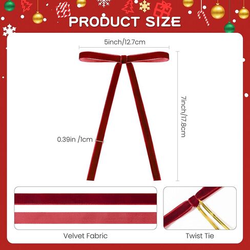 40-Pack Classic Red Velvet Bows Bulk – Elegant Gift Wrapping & Party Decor, Pre-Tied Wired Ribbon for Events, Home Styling & Celebrations in Saudi Arabia