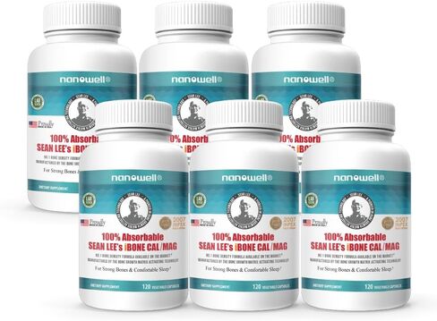 NANOWELL Sean Lee's iBone Cal Mag 120 كبسولة نباتية × زجاجة واحدة لمدة شهر واحد - صحة العظام، مكمل الكالسيوم (120 قطعة) in Saudi Arabia