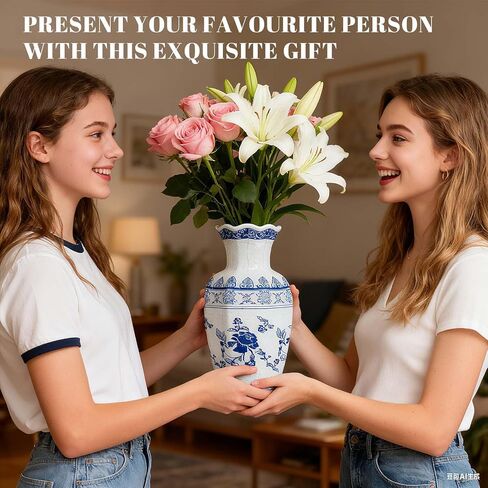 3D Puzzle Vase for Adults, Vase Puzzle Planter with 164 Curved Pieces,Water Cup & Stand, Art Jar Puzzles for House Flowers Arrangements and Home Decoration (Blue and White) in Saudi Arabia