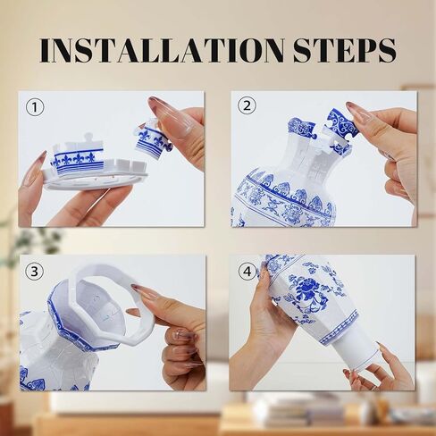 3D Puzzle Vase for Adults, Vase Puzzle Planter with 164 Curved Pieces,Water Cup & Stand, Art Jar Puzzles for House Flowers Arrangements and Home Decoration (Blue and White) in Saudi Arabia