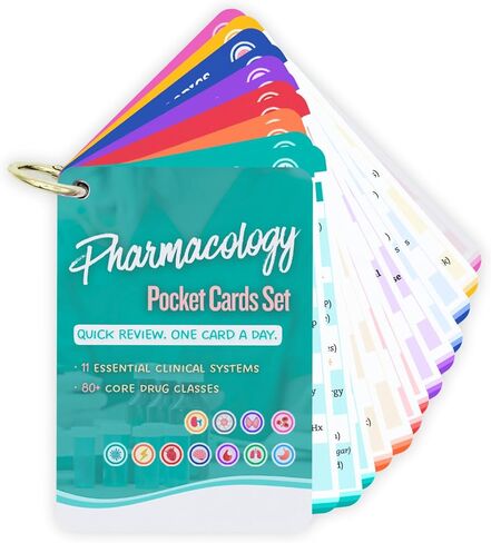 Nursing Pharmacology Flash Cards 2025 - Waterproof PVC Badge Cards & Cheat Sheets - Double-Sided Drug Guide Covering 80+ Classes for NCLEX RN Student Essentials in Saudi Arabia