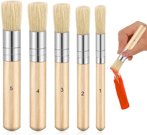 5 Size Stencil Brush, 5Pcs Wooden Dome Art Painting Brushes Natural Stencil Bristle Paint Template Brush Set for DIY Crafts Card Making, Wall Art Projects in Saudi Arabia
