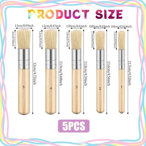 5 Size Stencil Brush, 5Pcs Wooden Dome Art Painting Brushes Natural Stencil Bristle Paint Template Brush Set for DIY Crafts Card Making, Wall Art Projects in Saudi Arabia