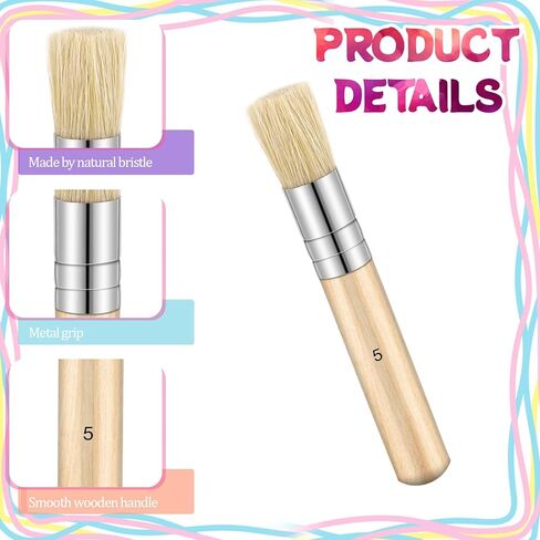 5 Size Stencil Brush, 5Pcs Wooden Dome Art Painting Brushes Natural Stencil Bristle Paint Template Brush Set for DIY Crafts Card Making, Wall Art Projects in Saudi Arabia
