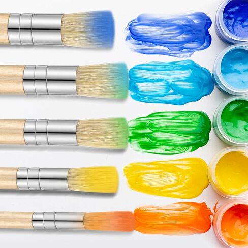 5 Size Stencil Brush, 5Pcs Wooden Dome Art Painting Brushes Natural Stencil Bristle Paint Template Brush Set for DIY Crafts Card Making, Wall Art Projects in Saudi Arabia