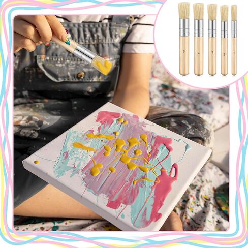 5 Size Stencil Brush, 5Pcs Wooden Dome Art Painting Brushes Natural Stencil Bristle Paint Template Brush Set for DIY Crafts Card Making, Wall Art Projects in Saudi Arabia