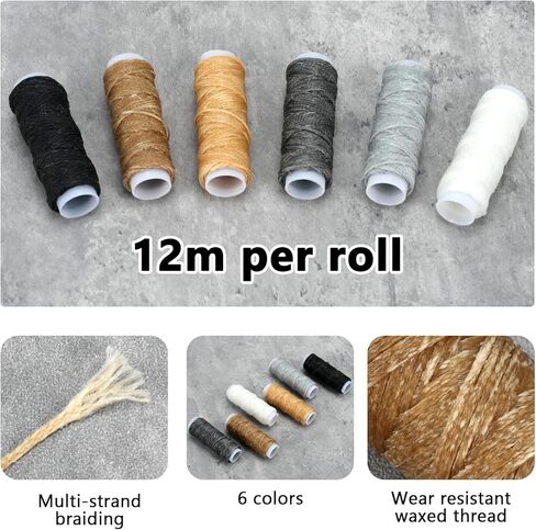 مجموعة خياطة جلدية، مجموعة إصلاح جلدية احترافية مع خيط تنجيد، إبر خياطة يدوية لأداة الخياطة اليدوية (نمط) in Kuwait