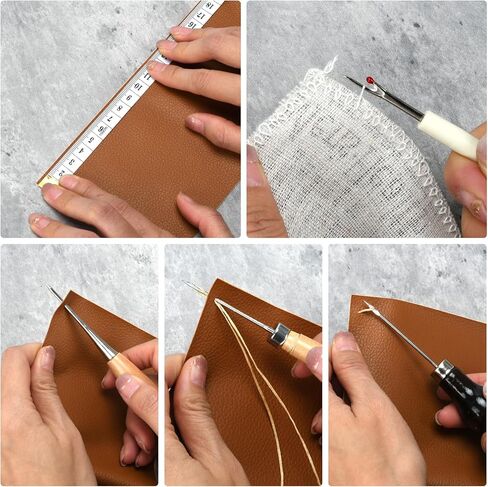 مجموعة خياطة جلدية، مجموعة إصلاح جلدية احترافية مع خيط تنجيد، إبر خياطة يدوية لأداة الخياطة اليدوية (نمط) in Kuwait