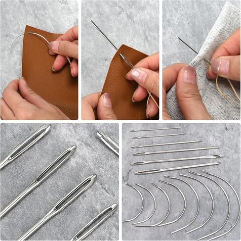 مجموعة خياطة جلدية، مجموعة إصلاح جلدية احترافية مع خيط تنجيد، إبر خياطة يدوية لأداة الخياطة اليدوية (نمط) in Kuwait