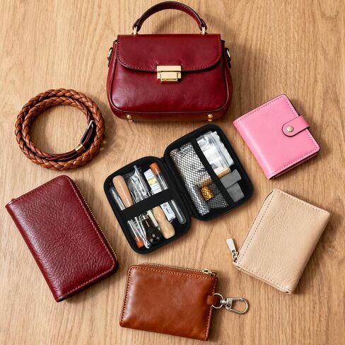 مجموعة خياطة جلدية، مجموعة إصلاح جلدية احترافية مع خيط تنجيد، إبر خياطة يدوية لأداة الخياطة اليدوية (نمط) in Kuwait