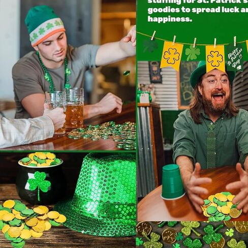 20 Pieces St. Patrick's Day Shamrock Coins Decorative Plastic Fake Coins for St. Patrick's Day Party Supplies in Saudi Arabia