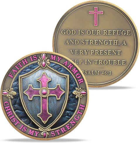 5 Pack Christian Challenge Coin Protective Shield Religious Prayer Coins Armor of God Coins Double Sided Christian Challenge Coin Quote Psalm 46:1 Jesus' Salvation for Christian Church Schoo in Saudi Arabia