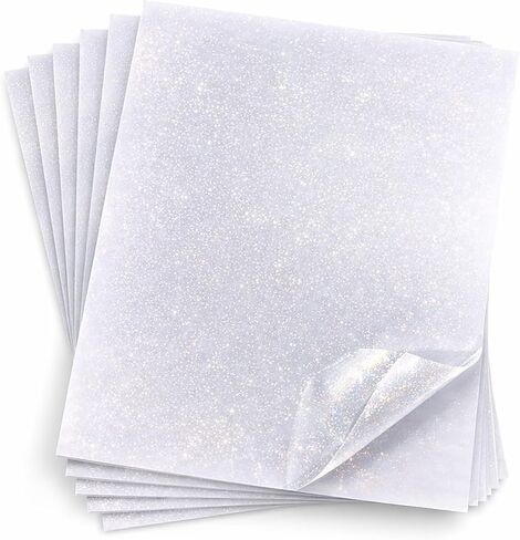 Sandy Glitter Clear Vinyl Sticker Paper 3D Glitter Self Adhesive Waterproof Glitter Overlay Film 25 Sheets 8.5" x11'' Holographic Overlay Sheets in Saudi Arabia