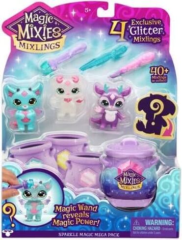 Magic Mixies Mixlings Sparkle Magic Mega 4 Pack, Magic Wand Reveals Magic Power, for Kids Aged 5 and Up, Multicolor in Kuwait