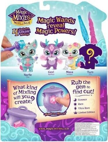 Magic Mixies Mixlings Sparkle Magic Mega 4 Pack, Magic Wand Reveals Magic Power, for Kids Aged 5 and Up, Multicolor in Kuwait