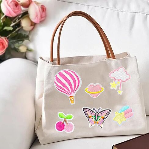 20PCS Pink Iron on Patches for Girls, Cute Style Embroidered Appliqué Patches for Clothes, Hats, Backpacks,Jeans, Skirts, Dresses, Sew on Patces for DIY Accessories (20PC, Pink) in Saudi Arabia