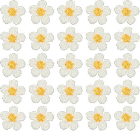 uxcell 50 Pcs Mini Daisies Flower Sew on Patches, 0.6" Flower Appliques Patches Small Embroidered Floral Appliques Sew for Clothing Hats Bags Hair Accessories DIY, Smoke Blue in Saudi Arabia