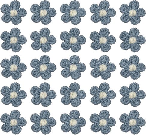 uxcell 50 Pcs Mini Daisies Flower Sew on Patches, 0.6" Flower Appliques Patches Small Embroidered Floral Appliques Sew for Clothing Hats Bags Hair Accessories DIY, Smoke Blue in Saudi Arabia