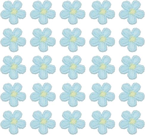 uxcell 50 Pcs Mini Daisies Flower Sew on Patches, 0.6" Flower Appliques Patches Small Embroidered Floral Appliques Sew for Clothing Hats Bags Hair Accessories DIY, Smoke Blue in Saudi Arabia