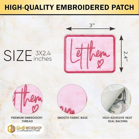 Let Them Embroidered Patch Inspirational Mental Health Embroidery Patches Positive Self Love Motivational Sew On Iron On Patch For Clothes Backpacks Hats Jackets Jeans Gifts For Men Women 3x2.4 Inches in Saudi Arabia