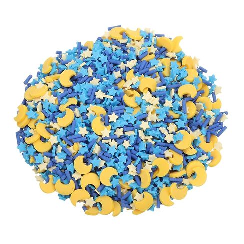 MECCANIXITY Fake Sprinkles, 100G Star Moon Resin Fake Candy Sugar Faux Sprinkles Polymer Clay Slices for Nail Art DIY Crafts Cake Phone Case Shaker Card Filler, Blue/Dark Blue/Yellow in Saudi Arabia
