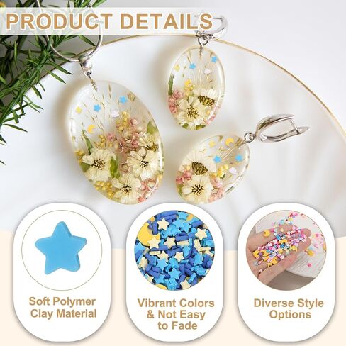 MECCANIXITY Fake Sprinkles, 100G Star Moon Resin Fake Candy Sugar Faux Sprinkles Polymer Clay Slices for Nail Art DIY Crafts Cake Phone Case Shaker Card Filler, Blue/Dark Blue/Yellow in Saudi Arabia