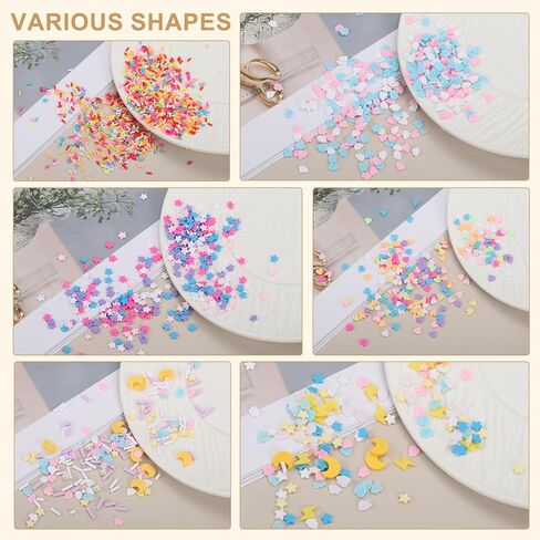 MECCANIXITY Fake Sprinkles, 100G Star Moon Resin Fake Candy Sugar Faux Sprinkles Polymer Clay Slices for Nail Art DIY Crafts Cake Phone Case Shaker Card Filler, Blue/Dark Blue/Yellow in Saudi Arabia