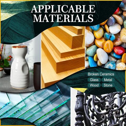Kintsugi Repair Kit, Upgraded Food Safe Gold & Silver Kintsugi Kit for Broken Ceramics Kintsugi Gold Glue, Ceramic Glue for Pottery, Fast Curing Ceramic Repair Resin for Bowls, Cups, Vases, Saucers in Saudi Arabia
