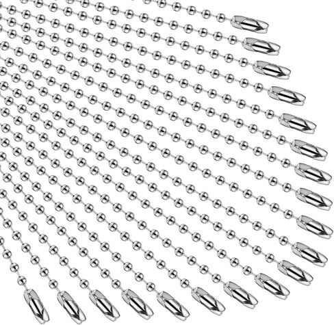 400 Pcs Long Bead Ball Chain Keychain 3.9 Inch Silver Ball Connector Clasp 2.4mm Diameter Metal Necklace Chains for Dog Tags Hanging Keychains, Jewelry Making Accessories in Saudi Arabia