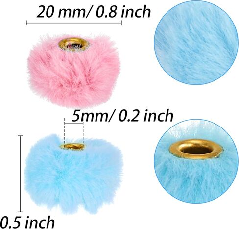 TOPZEA 200 Pcs Fluffy Faux Fur Pom Poms Beads Mixed Color, 0.8" Colorful Soft Puff Fuzzy Beads Bulk for Beading Pen, DIY Jewelry Bracelet Making, Keychain Charm, Birthday Gift, Handicrafts Supplies in Saudi Arabia