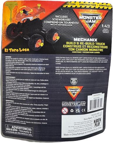 Monster Jam EL Toro Loco Build & Rebuild Mechanix Truck Kit 1:43 Scale – Ready to Race Toy Truck with Screwdriver, Includes 4 Wheels – Official Monster Jam Buildable Truck for Kids Ages 3+ in Saudi Arabia