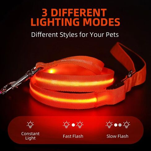 مقود للكلاب باللون الأحمر الكرزي فائق السطوع بإضاءة LED | أصبحت المشي ليلاً أكثر أمانًا | يو اس بي قابل للشحن | مقاوم للماء | متين | 4 أوضاع إضاءة و3 ألوان | حافظ على أمان الجرو الخاص بك ونفسك أثناء التنقل! in Saudi Arabia
