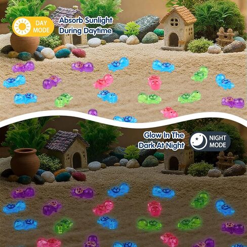 50PCS Luminous Mini Resin Turtle with 1 Pc Jumbo Resin Turtles, Miniature Tiny Turtles Glow in The Dark for Garden Dollhouse Micro Landscaping in Saudi Arabia