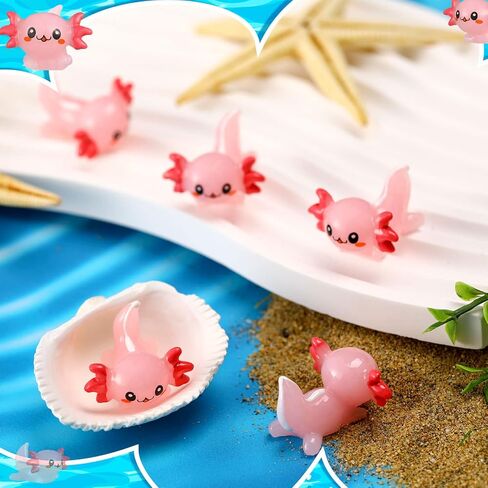 24 قطعة من تمثال الراتنج Axolotl الصغير الوردي المصغر Axolotl Charm أشكال حيوانات صغيرة زينة أشكال حيوانات صغيرة لإخفاء كب كيك DIY ديكور حرفي هدية عيد ميلاد مفضلة in Saudi Arabia